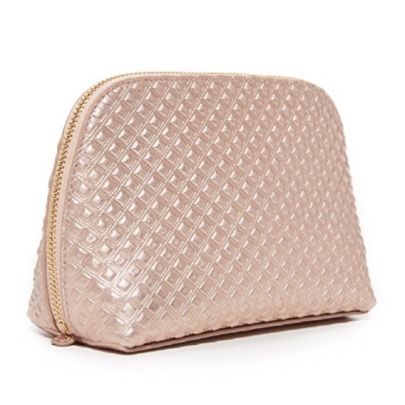 tory burch // rose gold metallic cosmetic pouch - Picture 2 of 6